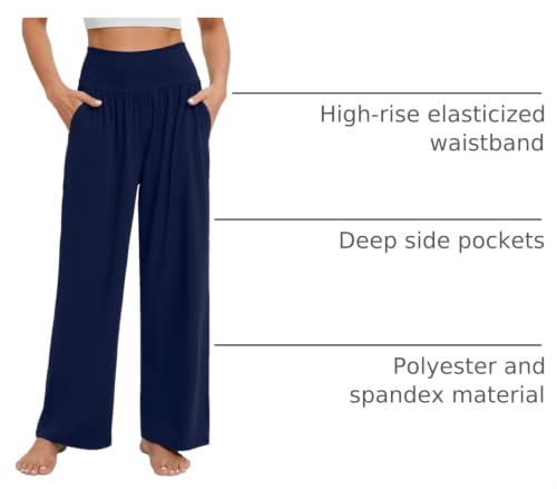 Image of Gracyoga Wide Leg Yoga Pants for Women Casual Loose Cozy Sweatpants High Waisted Lounge Pajama Flowy Pants With Pockets