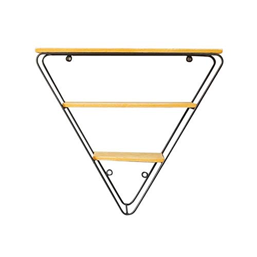 Soporte para Rack de Almacenamiento Estante de pared, estantes de pared multifunción triangulares de 3 niveles con soporte de hierro y madera Para decoración de paredes, pantalla de arte y organizador