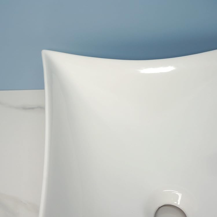 Lavabo salle de bain vasque à poser céramique blanche rectangle 580x385mm - 3