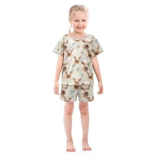 Highland Cow Animal Pajama Set Pajamas Sleepwear Nightwear Loungewear Clothes Set B0403017 - Main Image