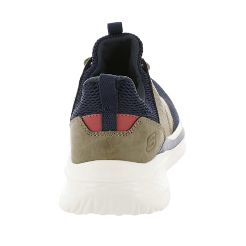 Skechers Slade - Breyer Knitted Bungee Sneaker,Navy/Tan,12 X-Wide