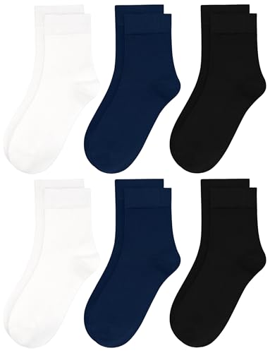 Image of Womens Viscose Bamboo Crew Socks Thin Casual Ultra Soft Colorful Above Ankle Socks Breathable Comfortable 3 /6 Pairs