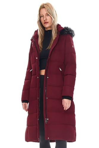 Orolay Women's Quilted Down Jacket Winter Long Coat Hooded Stand Collar Parka