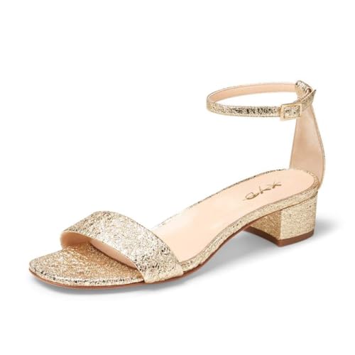 Chaussures de mariage dorées XYD bout ouvert raffiné et talon bloc bas pointure 38