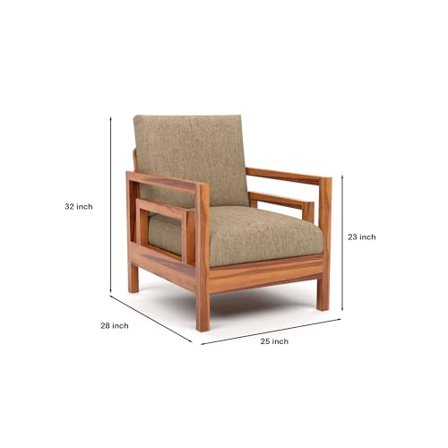 Image of Solid Sheesham Wood 5 Seater Sofa for Living Room | (3+1+1) Five Person Sofa - Stylish & Durable 5 Seater Sofa for Office & Home Furniture (Jake Honey, 5 Seater)