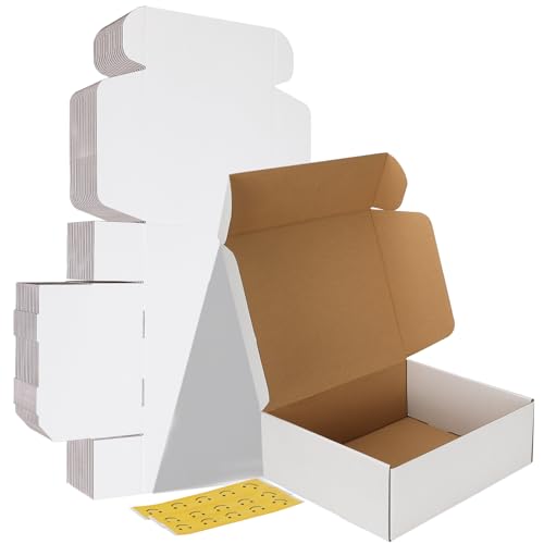 Image of HORLIMER 12x10x4 inches Shipping Boxes Set of 15, White Corrugated Cardboard Box for Mailing, Packaging, Small Business