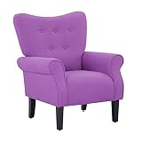 YOLENY Modern Accent Chair,High Back Armchair,Upholstered Fabric Button Single Sofa with Wooden Legs
