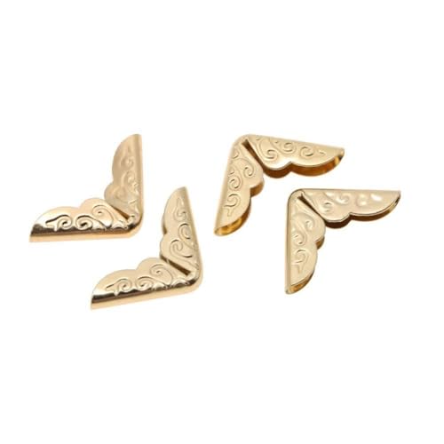 Pssopp Vintage Iron Book Corner Protectors, 50pcs, Bronze Finish, Lightweight, Easy to Install, Suitable for All Ages, Made of Premium Iron, 2.2mm, Vintage Design (C086 Yellow)