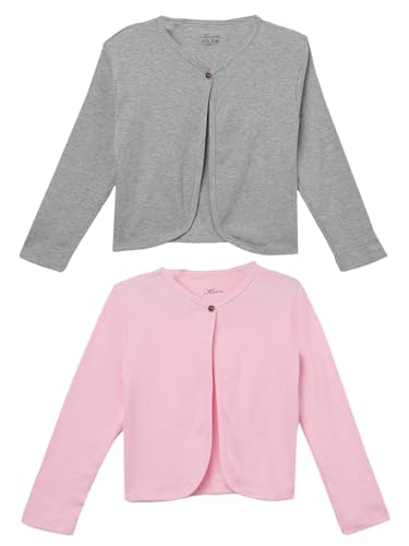 Image of KRYPTIC Kids Girls Regular Length Cotton Shrug - Pack of 2 Soft, Lightweight Open-Front Layers for Stylish Everyday Wear and Casual Outfits.