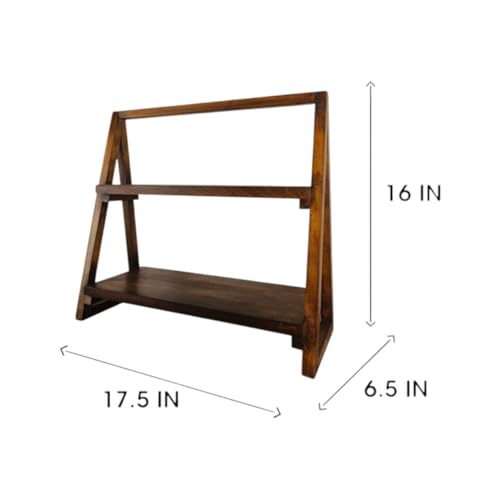 Image of MISAN Solid Wood Kitche n Rack /Wooden Kitche n Counter Top Organizer | 2-Tier Stylish Kitche n Storage Shelf /Multipurpose Wooden Storage Organizer, Spice & Container Rack Freestanding