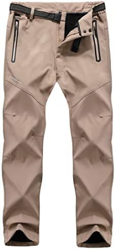 MOERDENG Men's Soft Shell Waterproof Winter Snow Ski Snowboarding Pants Fleece Cargo Hiking Pants