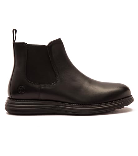 Image of Thomas Crick Men's Genuine Leather Chelsea Boots - Lightweight Sporty EVA Sole with Ortho Comfort Footbed, Slip-On Elastic Side Panels & Modern All-Day Traction