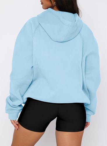 onlypuff Women Pullover Sweatshirt Long Sleeve Hoodies Kangaroo Pocket Fleece Basic Sweater