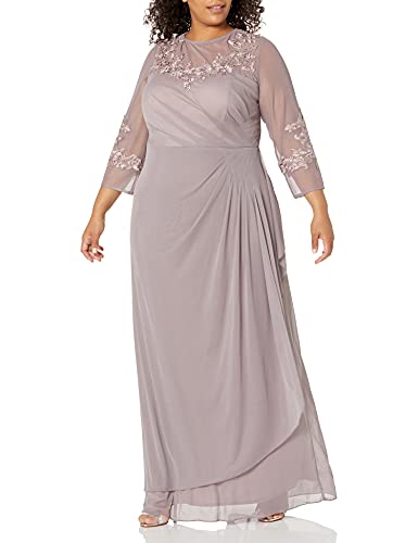 Image of Alex Evenings Womens Plus Size Long Sleeve Sweetheart Neckline Dress