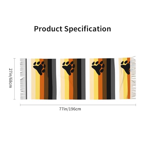 Women'S Bear-Pride Flag Scarf Wrap Tassel Fringes Poncho Printing Shawl 77 X 27 Inch3