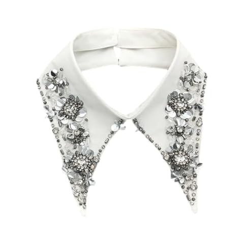 PLCPDM Detachable False Collar Rhinestones Sequins Beaded for Shirt or Dress for Lady Girl Encrusted Beads Collar Cover