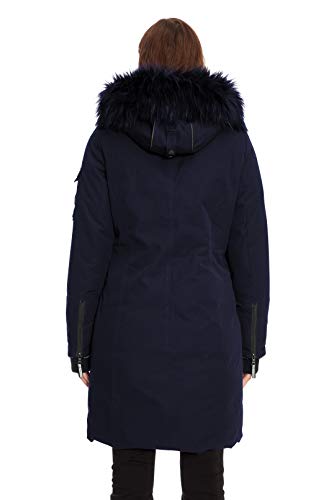 Alpine North Women's Vegan Down Long Parka Winter Jacket, Navy, X-Large #TOP1