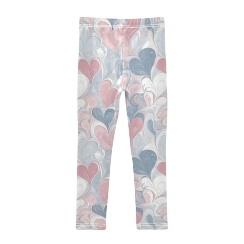 Boccsty Hearts Rose Pink Lightblue Girls Leggings Kids Yoga Pants Dance Active Tights 4T2