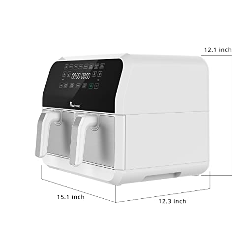 Masterpro - Dual Air Fryer - 8.4 Quart Capacity With Two Frying Baskets - Two Non Stick Crisper Racks - Holds Up To 7.5 Pounds Of Food - 1700 Watts - 8 Pre-Programmed Settings #TOP7