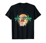 Lindo divertido pug bebiendo cerveza de verano perro cachorro amante regalo Camiseta