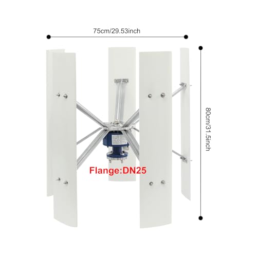LyeXD 5 Blades Wind Turbine Generator Kit, 500W 12V Vertical Axis Wind Turbine Generator w/Controller, 2.5m/s Low Wind Speed Starting Wind Turbines Kit, Wind Power Generator for Home