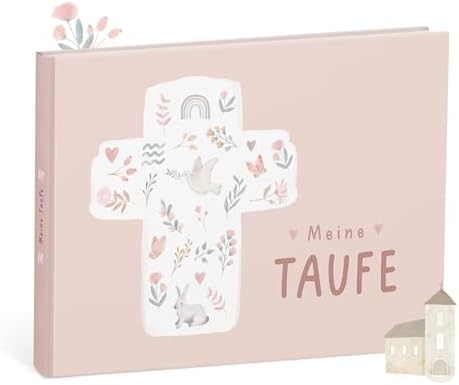 mintkind® Erinnerungsalbum Meine Taufe Rosa – Taufgeschenk für Mädchen | Hochwertiges Erinnerungsbuch für Segenswünsche und unvergessliche Momente – Geschenk von Patentante oder Pa