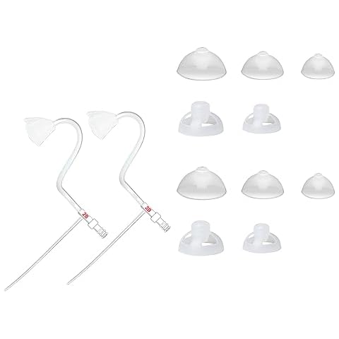 Banglijian Hearing Amplifier Replacement Slim Sound Tubes and Domes for Ziv-201A and Ziv-201, Ziv-206, Ziv-201P, BLJ-109 (2 Tubes-Size 2B and 10 Domes, Right) Cover
