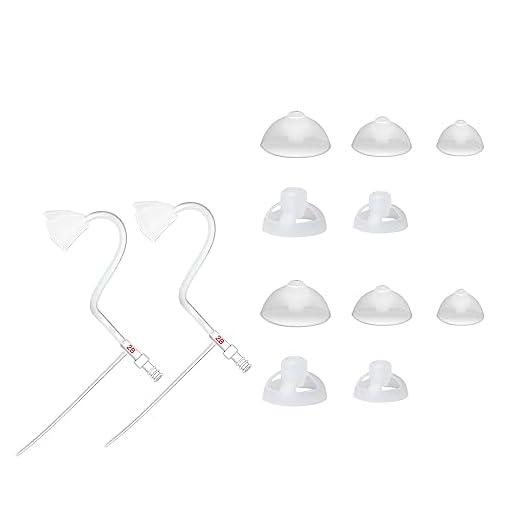 Banglijian Hearing Amplifier Replacement Slim Sound Tubes and Domes for Ziv-201A and Ziv-201, Ziv-206, Ziv-201P, BLJ-109 (2 Tubes-Size 2B and 10 Domes, Right)