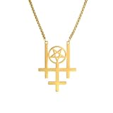 Genérico Collar colgante de triple cruz invertida para hombres, pentagrama oculto, joyería religiosa gótica regalos