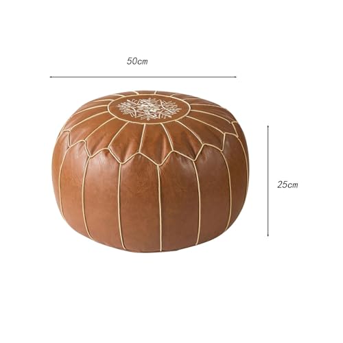 Baoblaze Boho Handmade PU Moroccan Pouf Cover Footstool Ottoman Leather Poufs Unstuffed Floor Cushion, Color B by Baoblaze - Used condition - Image 2