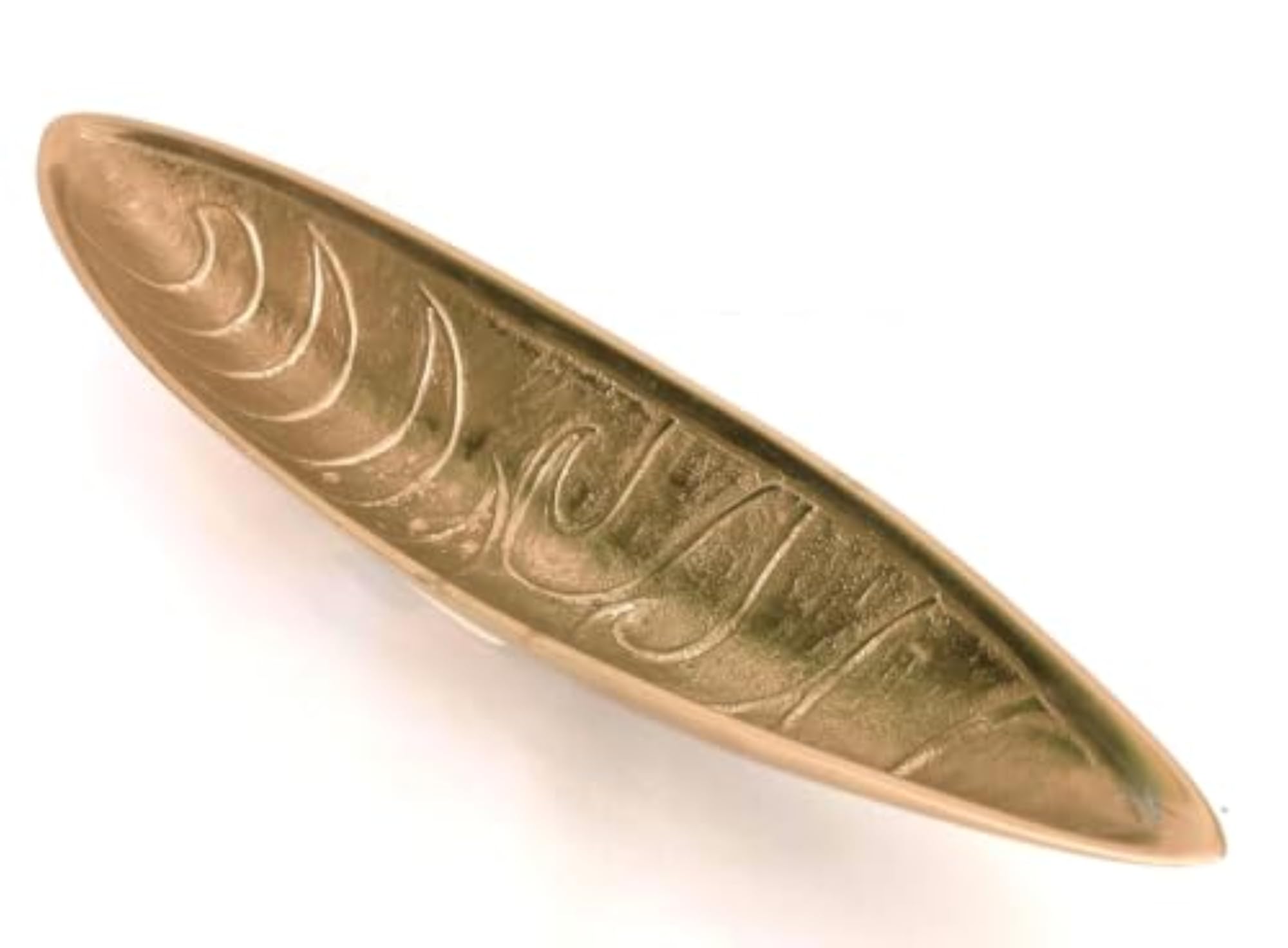 Handcrafted Metal Decorative Tray with Embossed Leaf Design