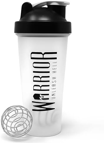 Warrior Protein Shaker Bottle, 600ml with Wire Mixball Blender – ...