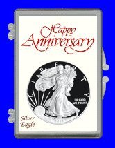 Marcus 3" x 2" Snap Lock Holder Silver Eagle Dollar - Happy Anniversary. (Without Coin)