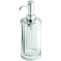 Despachador De Jabon Liquido Para Manos iDesign Alston Dispensador de jabón líquido para manos, dosificador de jabón recargable de plástico, transparente/plateado