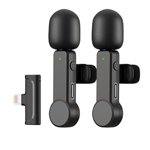 2 Pack Wireless Microphone for iPhone Lightning Lavalier Lapel Mic with Noise Reduction for iPad Video Recording