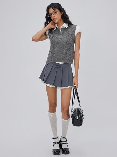 CIDER Womens Knitted Sweater Vest Sleeveless Button Down Cable Knit Pullover Vest4