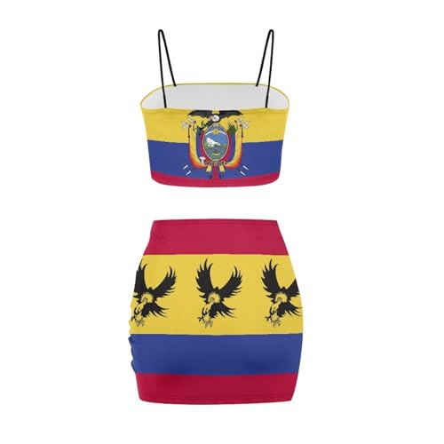 Image of Biyejit Women's 2 Piece Summer Outfits Spaghetti Strap Crop Tops and Bodycon Mini Skirt Dress Set Plus Size S-4XL
