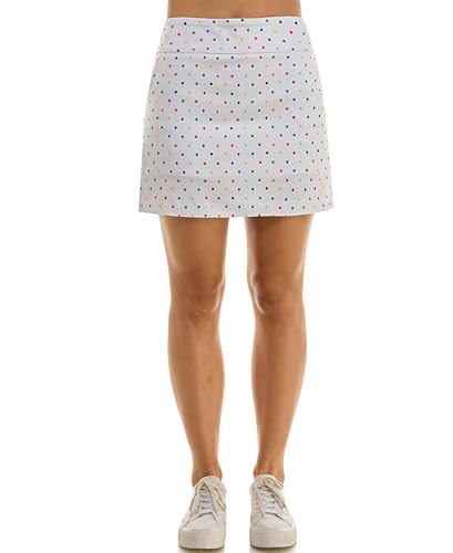 Zac & Rachel Women's New Millennium Pull-On Skort, White Multi Dot, 18