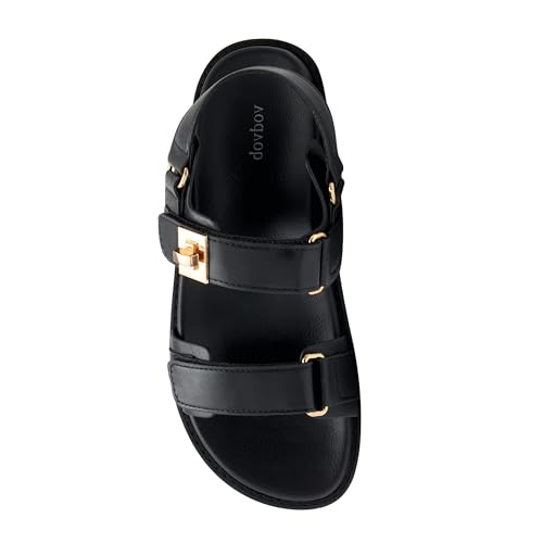 Image of vodvob Women's Platform Sandals Cushioned Footbed Open Toe Walking Summer | Adjustable Front Straps,Fixed Back Strap,Flat Sandals,Chunky Sole,Comfortable Footbed,Slip On,Walking Sandals,Summer Wear