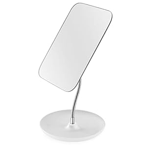 CLSEVXY Table Vanity Mirror with Stand – Makeup Mirror for Desk – Adjustable Flexible Gooseneck, 360°Rotation Folding Portable Cosmetic Mirror Square