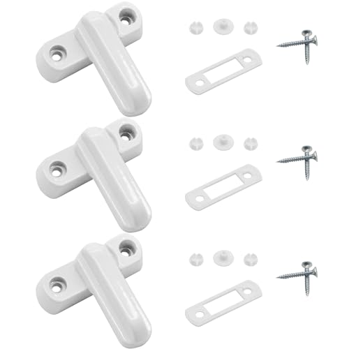 4 Pieces White Handle Lock, Door Blocker, Door and Window Lock Anti-Theft, Window Security Lock, Jammer, Alloy Blocker, Window Lock, Suitable for Doors and Windows, Handles.