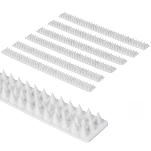 Pack de Pinchos Antipalomas, Gatos y Otros Animales Púas para Palomas, Ahuyenta Palomas Efectivo (6 Piezas de 49cm Total 2,94 Metros Blanco)