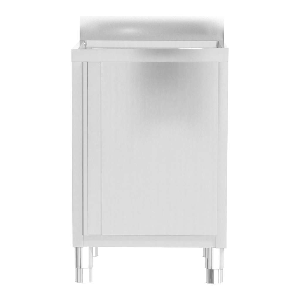 2 unidades de armarios de cocina comerciales de acero inoxidable para gastronomía, restaurante, cocina, comercio, catering, con cantos, patas ajustables, 3 cajones y fregadero para