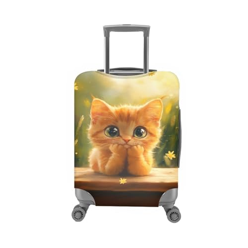 Housse Valise Anti-Rayures Spandex Elastique Couleur Chat Jaune - 2