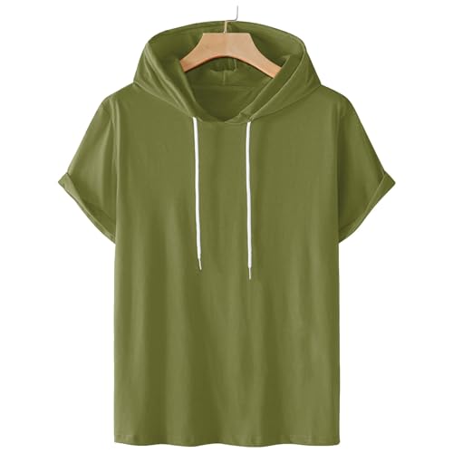 Short Sleeve Hoodies for Men Gym Workout Sweatshirt Lightweight Athletic Pullover Plus Size Hooded T Shirt Active Tops2