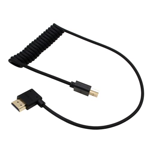 Image of HDMI 8K 4K 30p 60p Cable for ATOMOS Ninja Ultra Sony FX30 FX6 FX9 Canon C500 BGH1 GH6 Camera FEELWORLD Z CAM E2 F6, Right Angle Type A HDMI 2.1 Braided Coiled 50cm