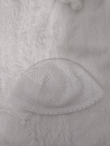 Generic Breathable 100% Handmade Cotton Kufi Cap for Kids, Elegant Design, Easy Care White, 2T4