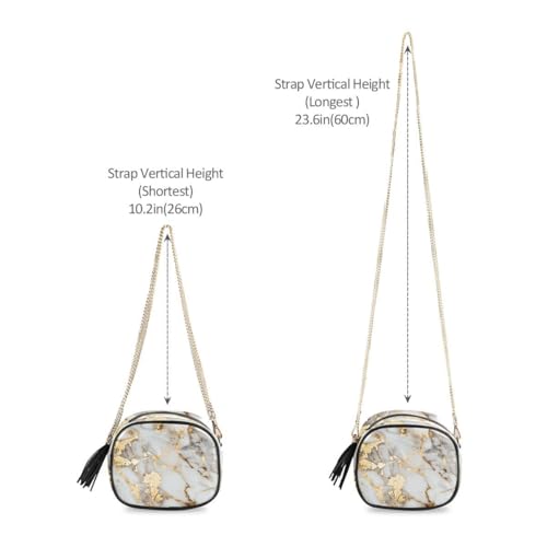 Image of ALAZA Women's White Gold Marble PU Leather Crossbody Bag Shoulder Purse with Tassel