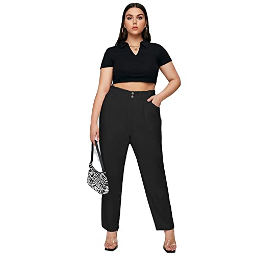 LEIJIJEANS Plus Size Khaki Jeans for Women Tapered Women Jeans Full Length Mom High Waist Tall Loose Harem Denim Pants3