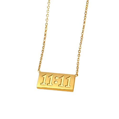 11:11 Manifestation Pendant Necklace with Rose Gold Finger Heart Korean Stud Earrings Combo | Lucky Charm Stainless Steel Chain | Trendy Artificial Jewellery Gift Set for Women & Girls-image-20